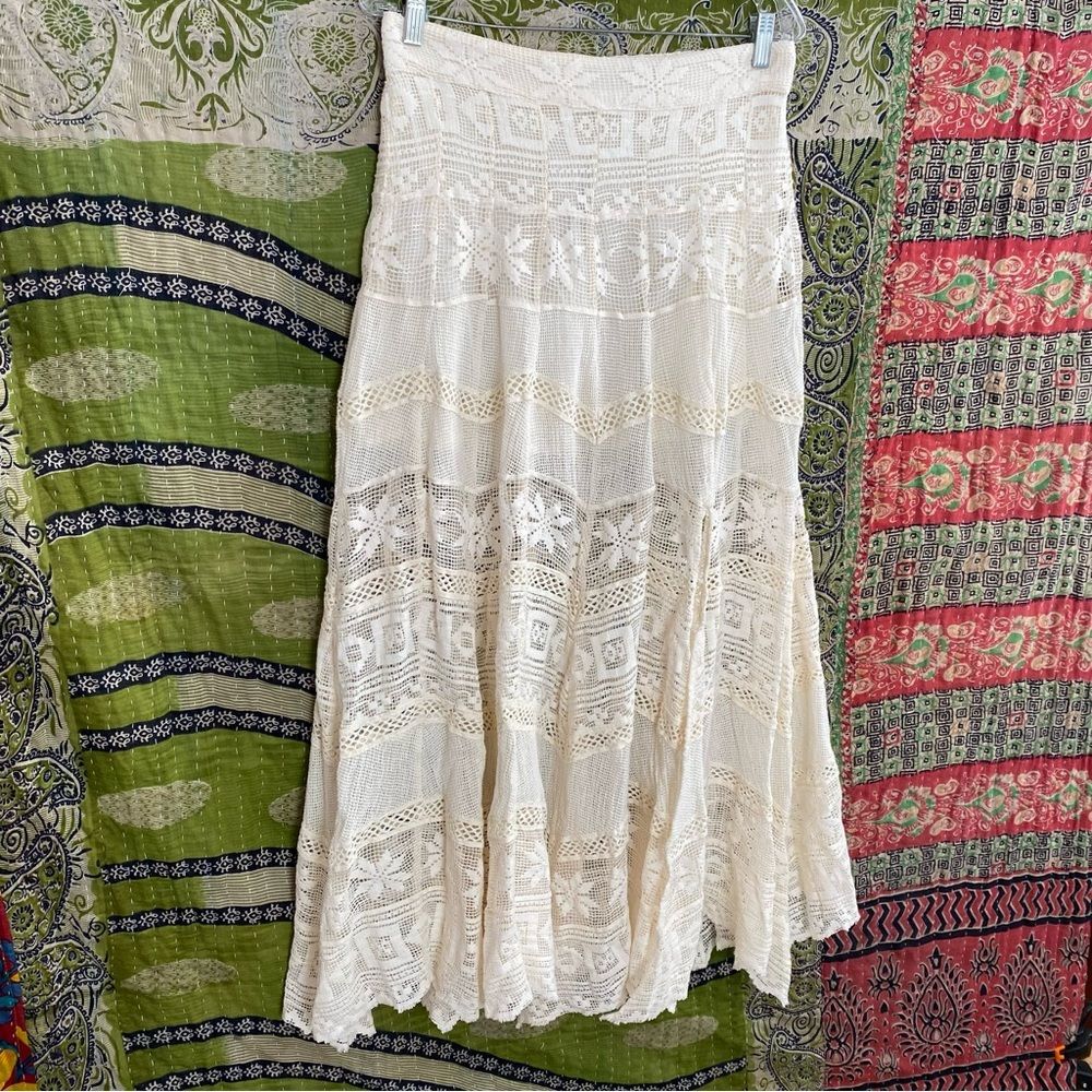 Rare NWT Free People Tofu Rebel Crochet Bohemian Maxi Skirt Size Medium - Picture 10 of 15